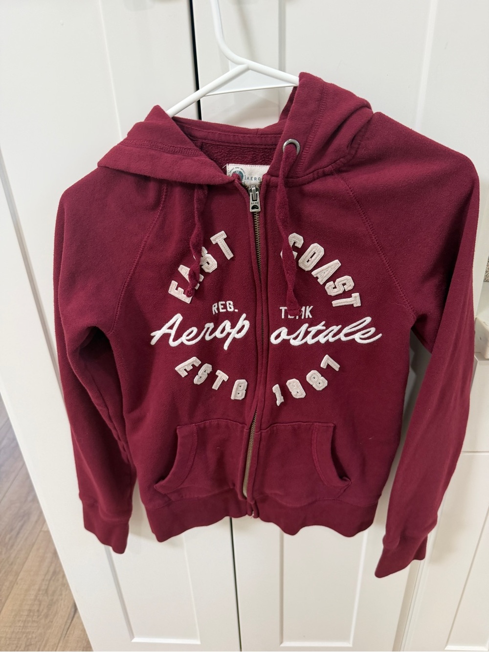 Aeropostale Maroon Full-Zip Hooded Sweatshirt